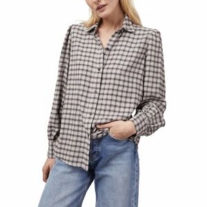 Rails Angelica Plaid Button-Up Top in Malt Onyx Black & White. Size Medium NWT